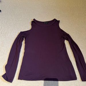 INC Long Sleeve Tee with Cut-out Shoulders Purple Size M